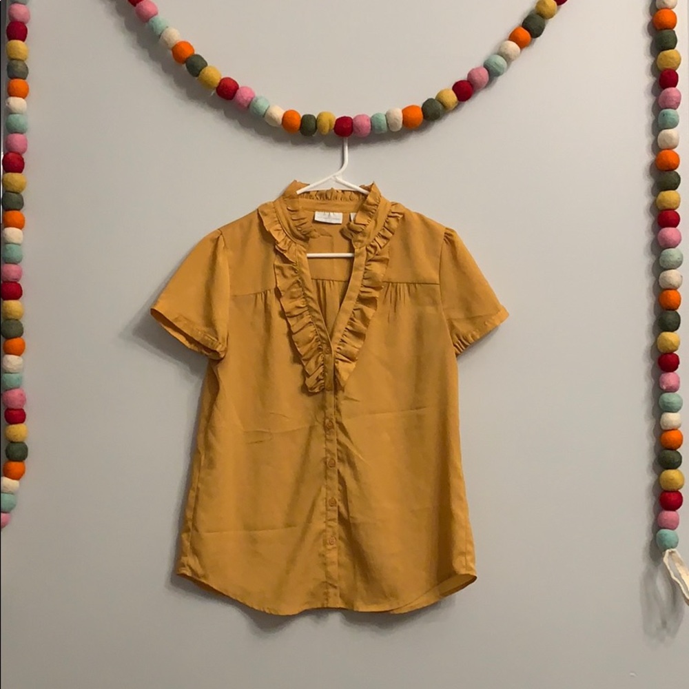 New York & Company Mustard Blouse - Picture 1 of 6